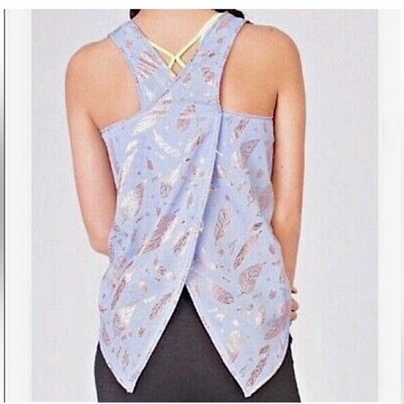 Ivviva lilac purple gold feather tank open back! By lululemon size 14 - Picture 1 of 5